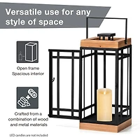 Glitzhome® Modern Square Metal & Wood Lanterns Set