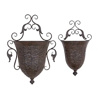 Brown Metal Traditional Planter Set