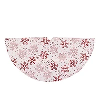 20" White & Red Glitter Snowflake Mini Tree Skirt
