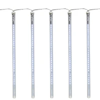 LED Lighted Dripping Icicle Snowfall Christmas Light Tubes -13.25' Clear Wire - 5ct