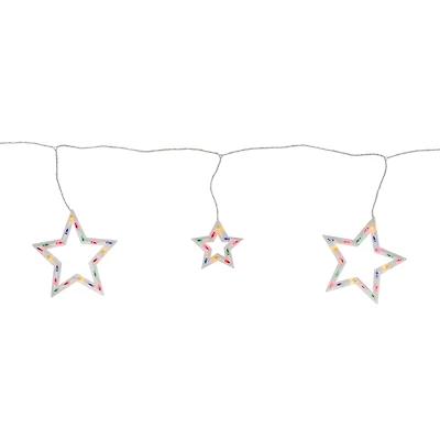 100ct. Multicolor Star Shaped Mini Icicle Lights with White Wire