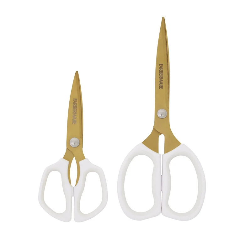 Farberware White Handle Shear Set with Gold Blades, 2ct.