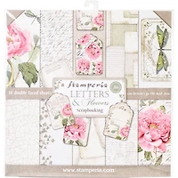 Stamperia Letters & Flowers Double-Sided Paper Pad, 12'' x 12''