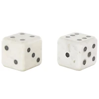 3.5" White Marble Dice Decorative Bookend Set