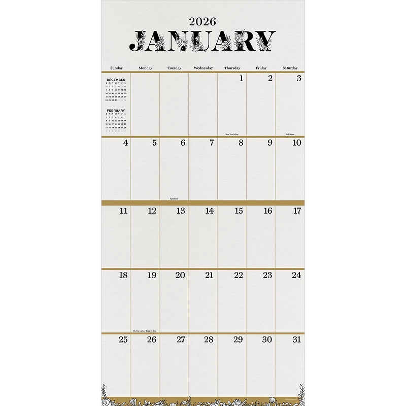 2026 Big Grid-Floral Wall Calendar