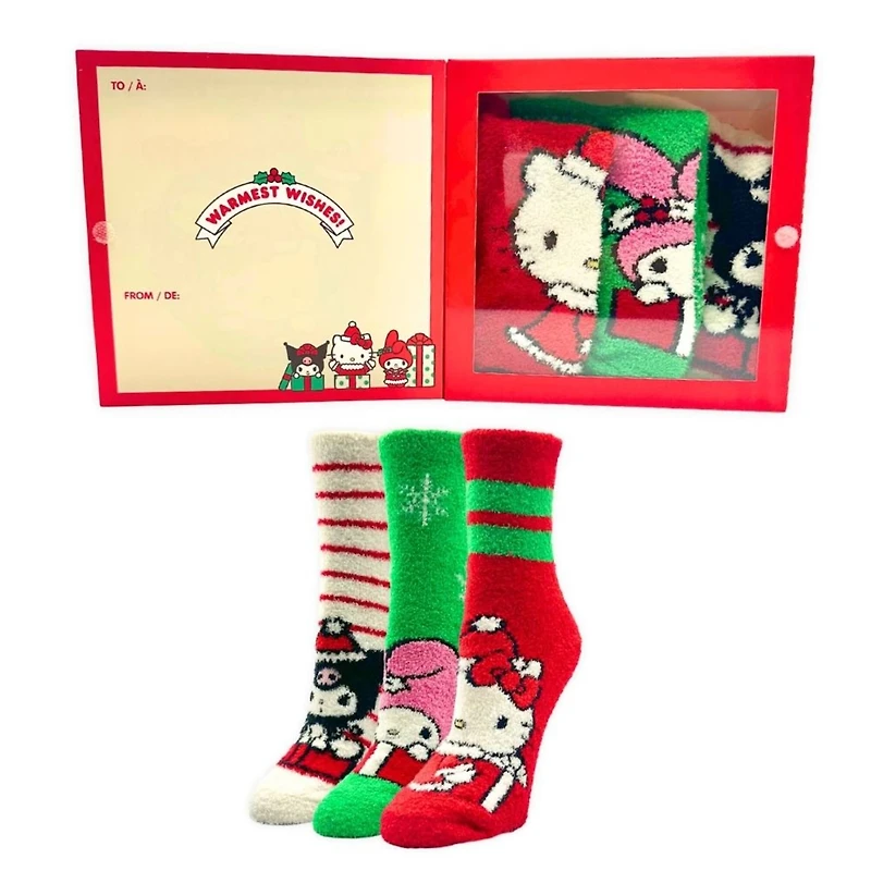 Hello Kitty® 3 Pack Cozy Crew Socks in Greeting Card Box