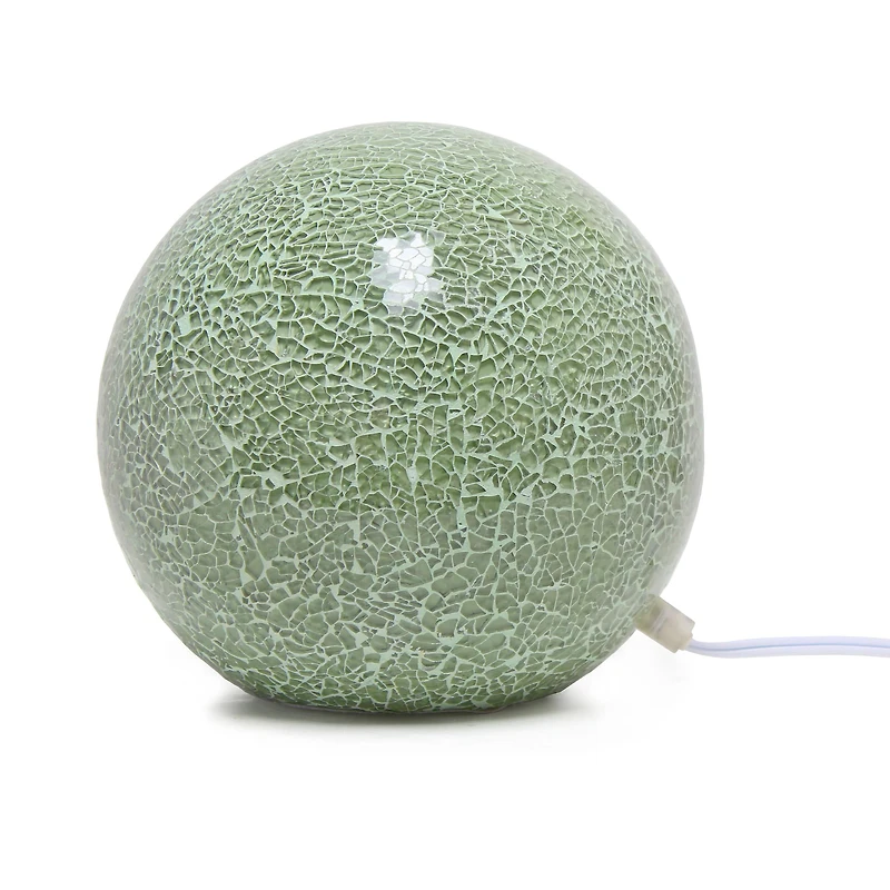 Simple Designs 8" Sage Green Mosaic Stone Ball Table Lamp