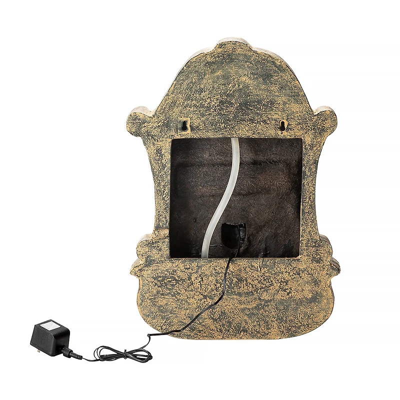 Glitzhome® 25.75" Faux Granite Sculptural Outdoor Wall Fountain with LED Light