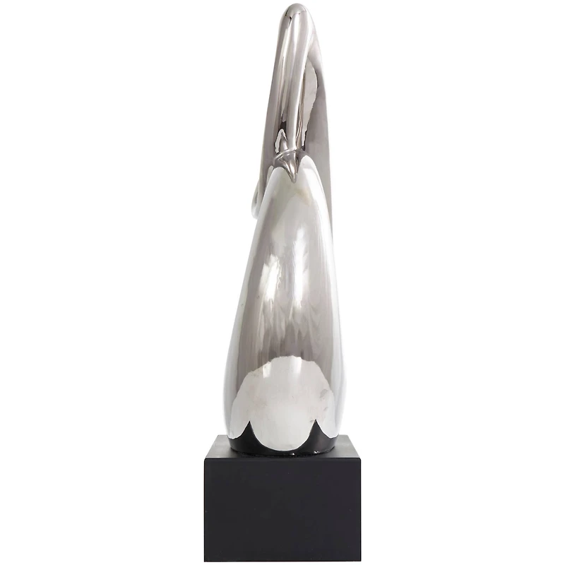 25" Silver Abstract Looped Ceramic Sculpture