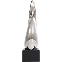 25" Silver Abstract Looped Ceramic Sculpture