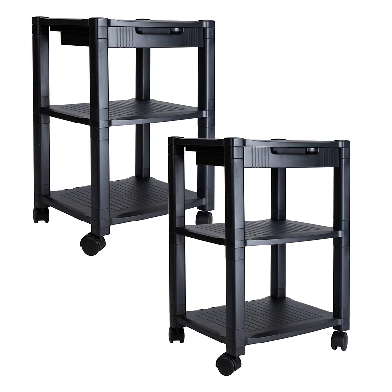 Mind Reader Anchor Collection Black 3-Tier Mobile Printer Cart, 2ct.