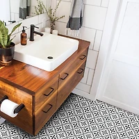 RoomMates Cosmos Black & White Peel & Stick Floor Tile