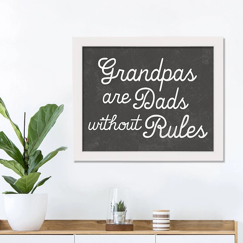 Grandpas are Dads without Rules White Framed Print Under Plexiglass