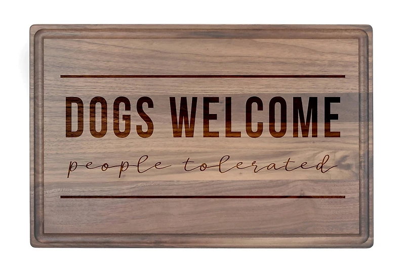 Dogs Welcome 17" x 11" Walnut Cutting Board