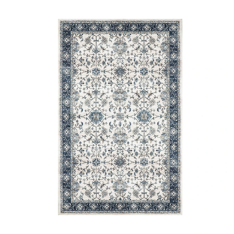 Glitzhome® Ivory & Blue Oriental Area Rug