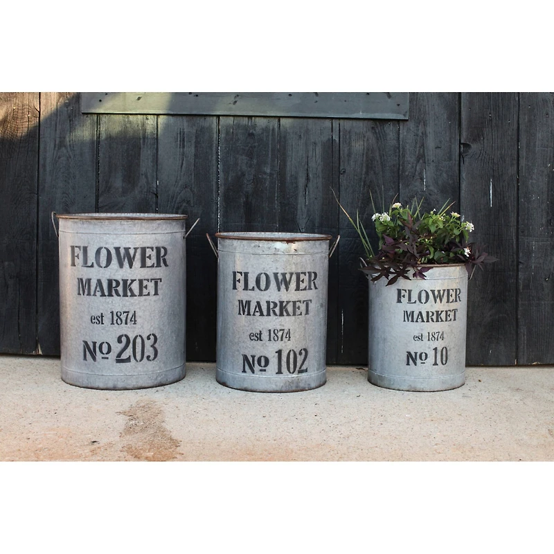 Hello Honey® Metal Flower Market Buckets Set