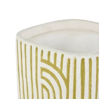 Green Geometric Linear Arch Pattern Ceramic Planter Set