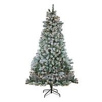 7.5ft. Pre-Lit Flocked Winema Pine Artificial Christmas Tree, Clear Lights