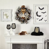 24" Halloween Skull in Plaid Mesh Wreath