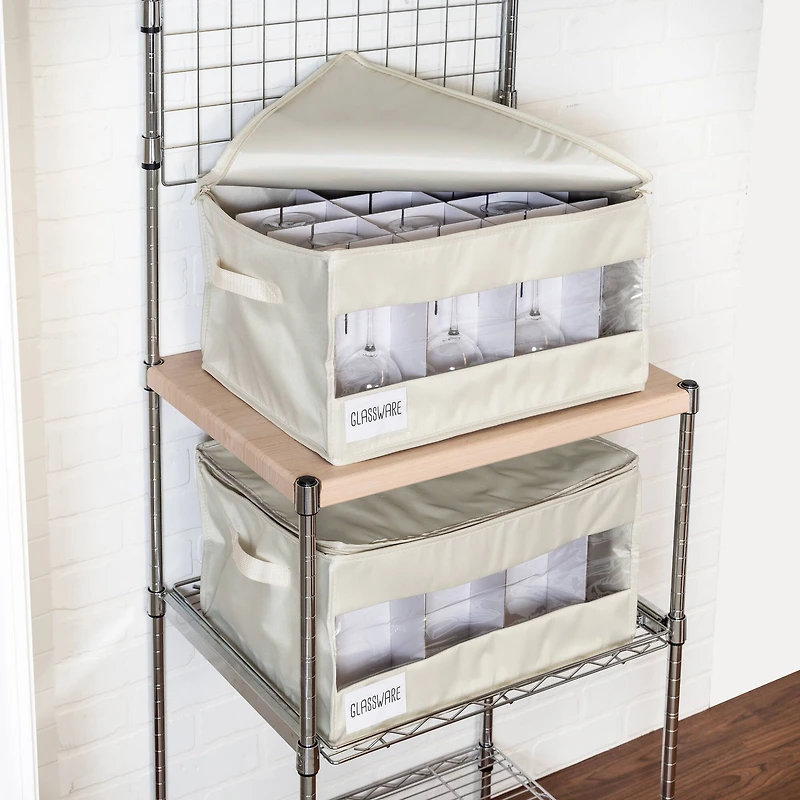 Honey Can Do Natural Stemware Storage Box Set