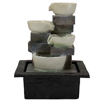 11" Indoor Tabletop LED Lighted Cascading 4-Tier Water Fountain Bowl