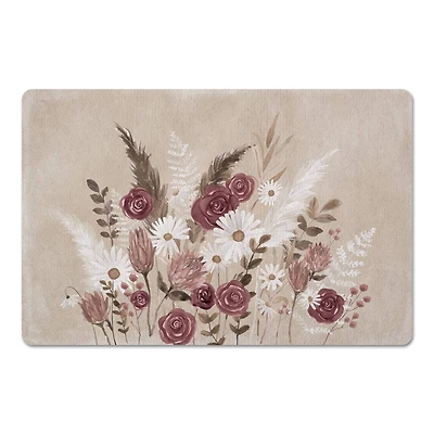 18" x 27" Flowers Mauve Beige Floor Mat