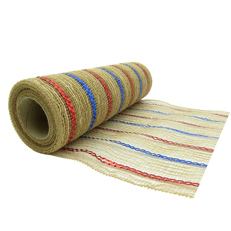 10" x 19ft. Red, Tan & Blue Striped Mesh by Celebrate It™