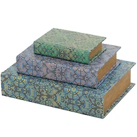 Geometric Floral Canvas Faux Book Box Set