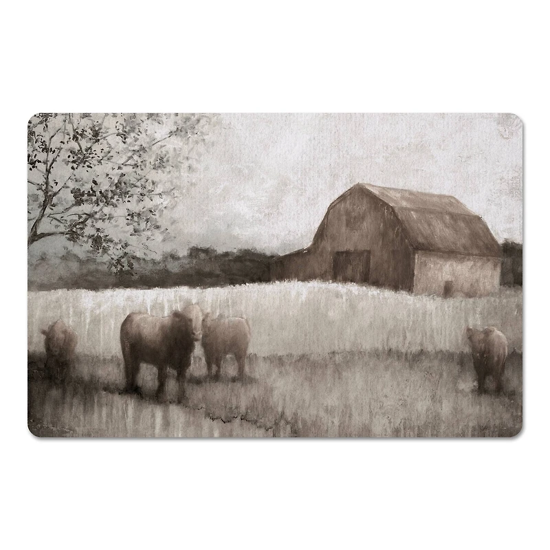 Neutral Barn and Cows Floor Mat