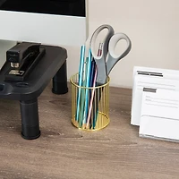 Mind Reader Pen and Accessories Holder, Desktop Organizer, Office, Metal , Set of 3, Gold