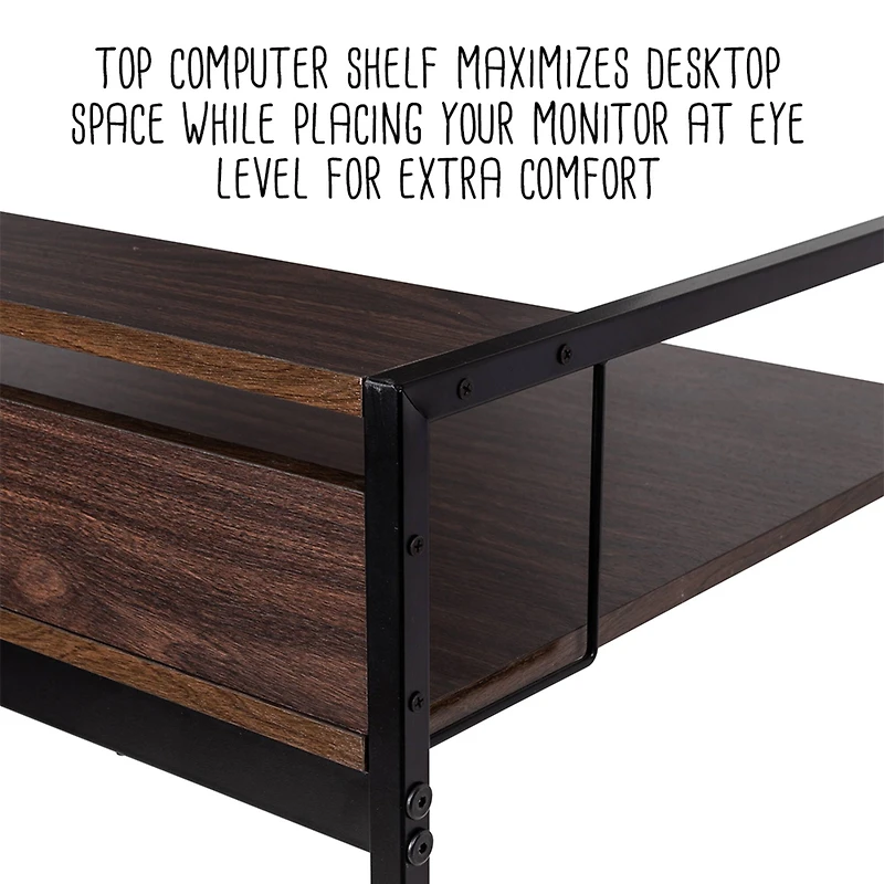 Honey Can Do Walnut & Black Computer Desk