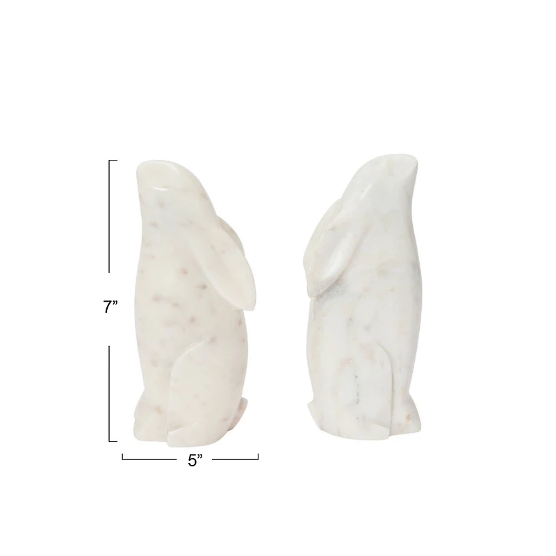 Hello Honey® 6.5" White Rabbit Hand Carved Marble Bookends Set