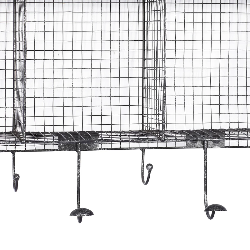 Black Iron Farmhouse Wall Hooks With Shelf
