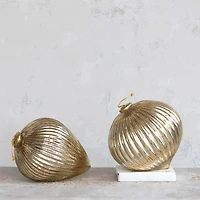 Hello Honey® 12" Gold Finish Pleated Mercury Glass Ornament