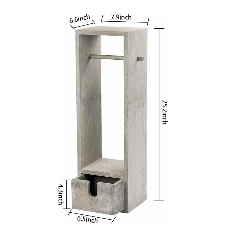 Rustic Gray Freestanding Wood Toilet Paper Holder