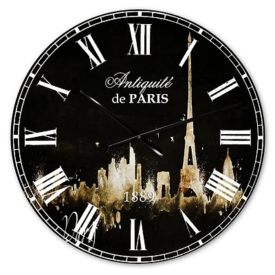 Designart 'Paris Dark Silhouette French Country Wall Clock