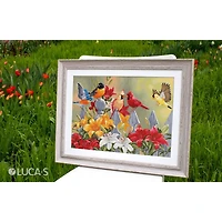Luca-S Backyard Birds with Daylilies Counted Cross-Stitch Kit