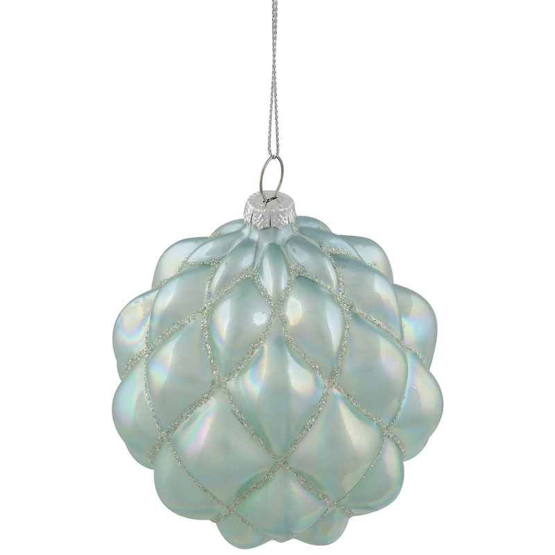 Iridescent Glass Christmas Ball Ornament - Blue - 4.5"