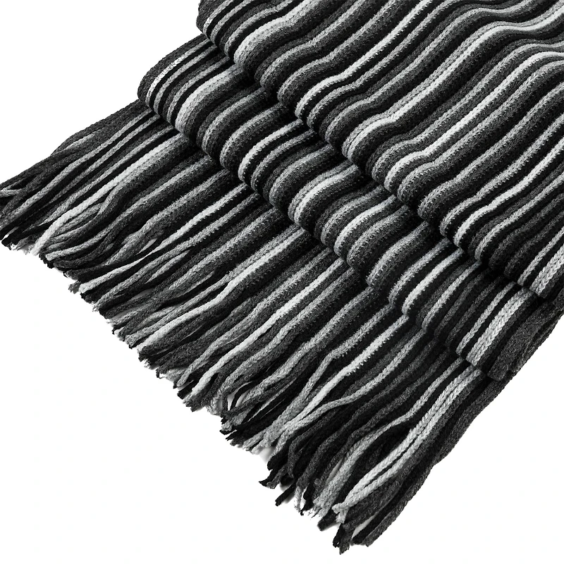 Glitzhome® 70" Men's Black & White Striped Scarf with Tassels