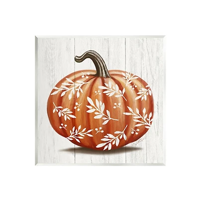 Stupell Industries Orange Fall Botanical Pumpkin Wall Plaque Art