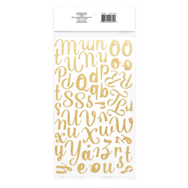 12 Pack: Gold Glitter Script Alphabet Stickers by Recollections™