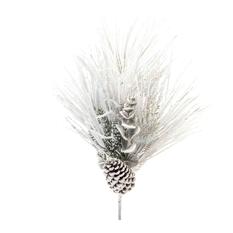 2ft. Flocked Mixed Long Needle Pine Spray with Pinecone, 2ct.