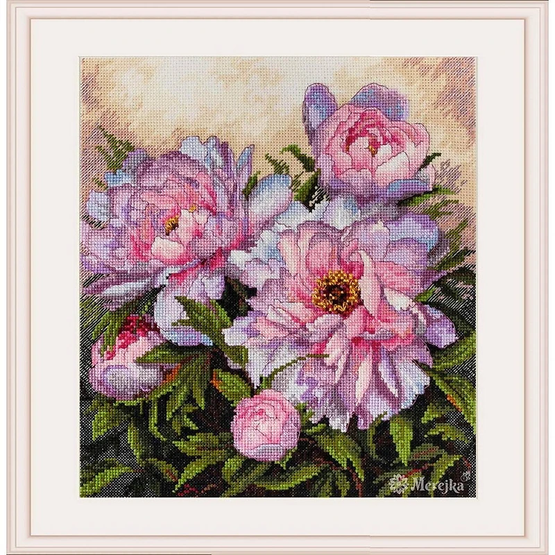 Merejka Tender Peonies Counted Cross Stitch Kit