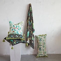 Hello Honey® 20" Evergreens Printed Two-Sided Viscose & Linen Pillow with Tassels