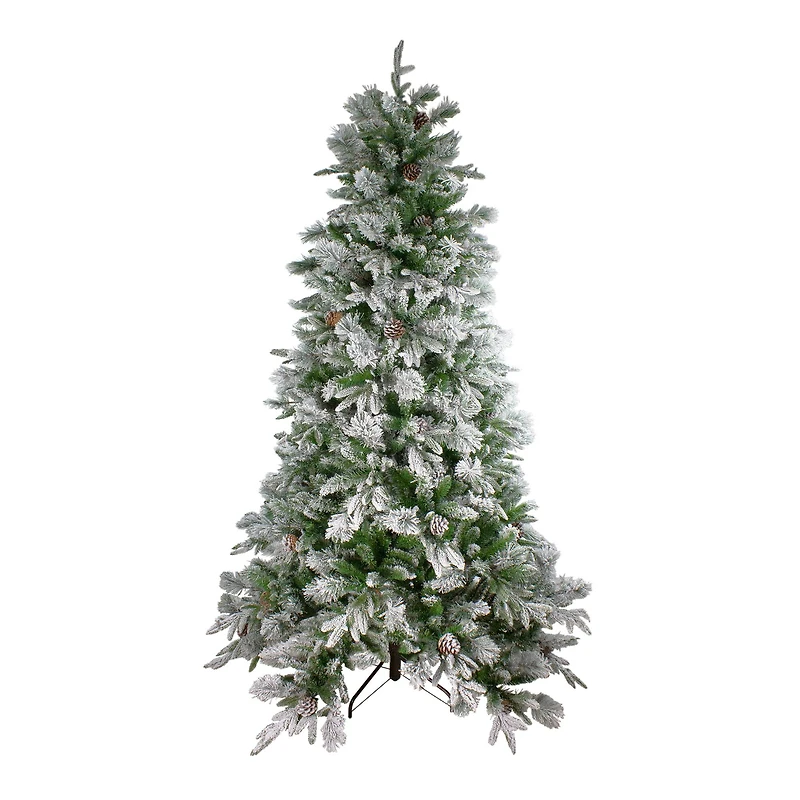 6.5ft. Unlit Flocked Rosemary Emerald Angel Pine Medium Artificial Christmas Tree