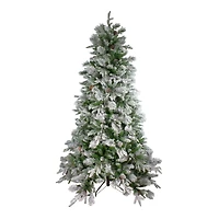 6.5ft. Unlit Flocked Rosemary Emerald Angel Pine Medium Artificial Christmas Tree