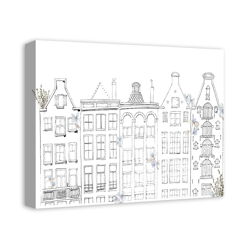 Sketchy Buildings 16" x 20" Canvas Wall Art