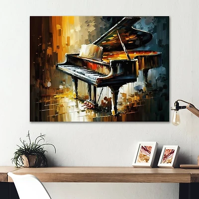 Designart 'Piano On Stage' Music Canvas Wall Art
