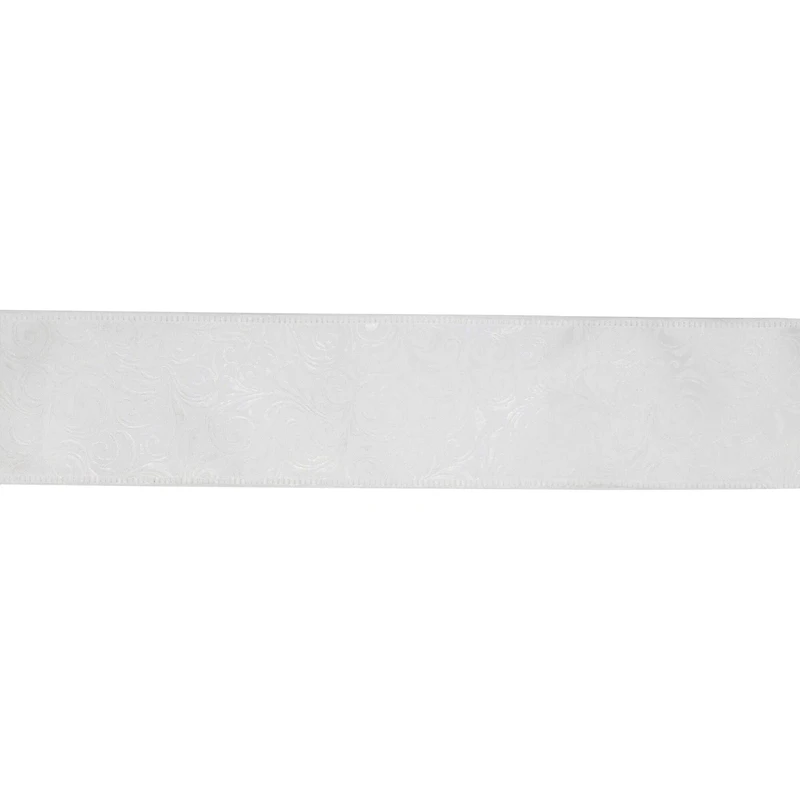 2.5" x 20ft. White Damask Wired Taffeta Ribbon by Celebrate It®