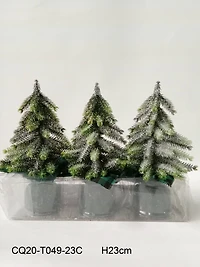 9" Unlit Iced Downswept Pine Artificial Christmas Tree Set